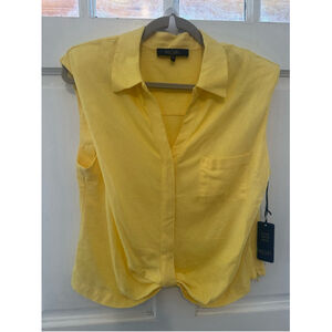 Rachel Roy Yellow Linen blend Sleeveless Top Size L